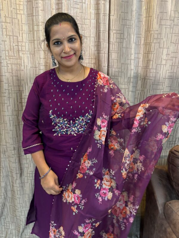 VICHITHRA SILK PARTY WEAR DRESS (WINE COLOUR)