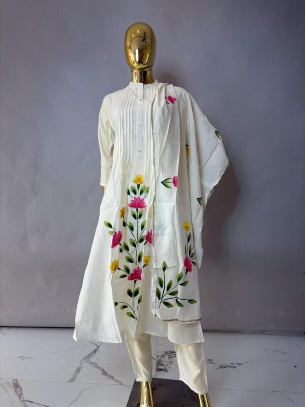 Off-White Floral Hand-Painted Kurta Set