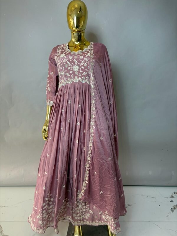 Dusty Rose Embroidered Anarkali